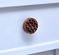 Round Wooden Dresser Knob in Black and Brown Finish